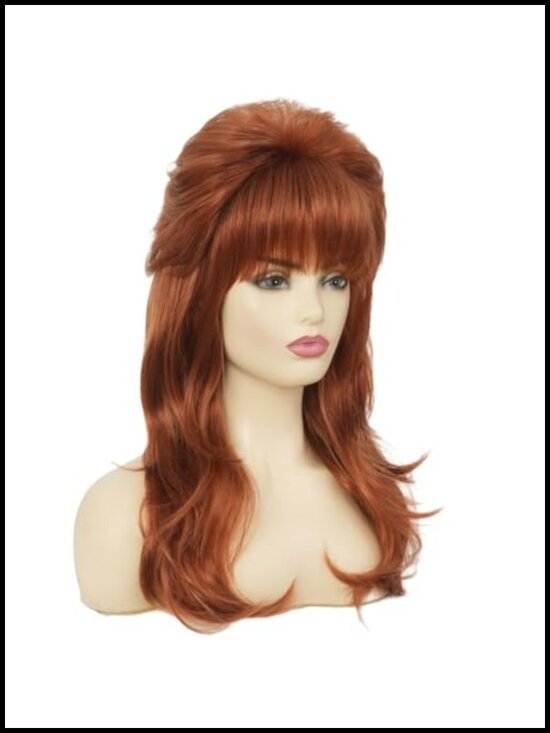 80s Mullet Bouffant Wig with Bangs Synthetic Heat Resistant Fiber Party Wig main image 5